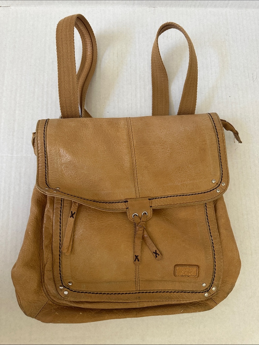 THE SAK Casual Convertible Tan Leather Backpack